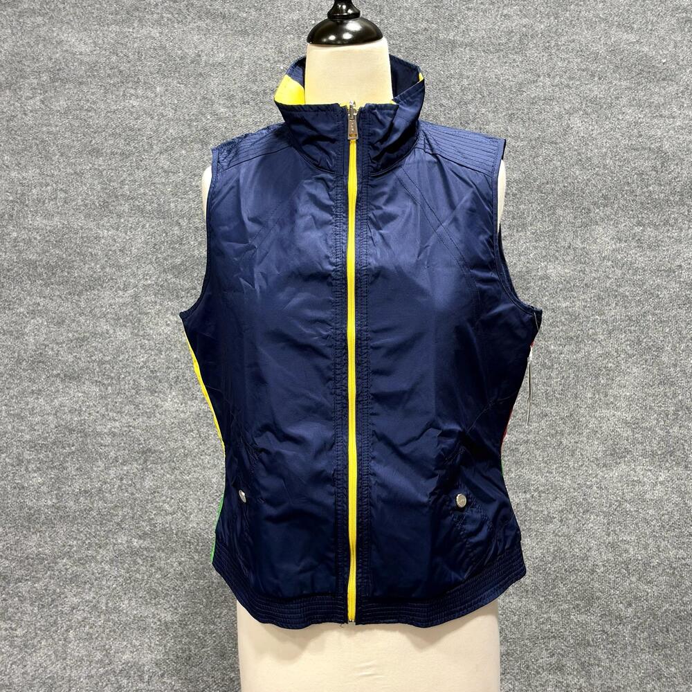 Lauren Ralph Lauren Jacket Womens Medium Blue Reversible Windbreaker Vest